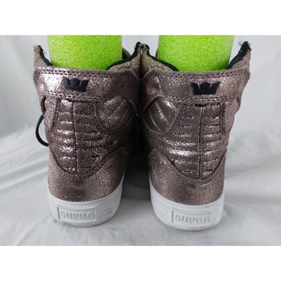 Supra Skytop Sneakers Skate Shoes Pink Metallic Rose Gold Womens Size 7 - Picture 7 of 11